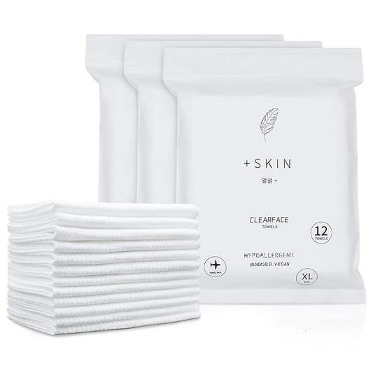 ClearFace Sensitive Skin Face Towels – Biobased Makeup Remover and Dry Wipes, Compact Travel Pack