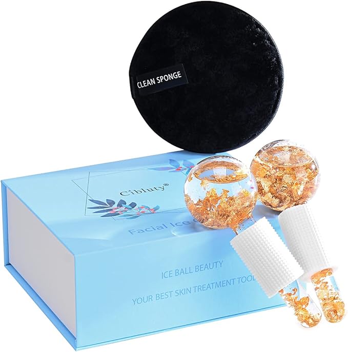 Ice Cryo Sticks Facial Globe with Golded Essence- 2PC Cooling Globes for Cold or Hot Skin Massagers, Face Globe for Skin Care Routine-VivaGrace Women