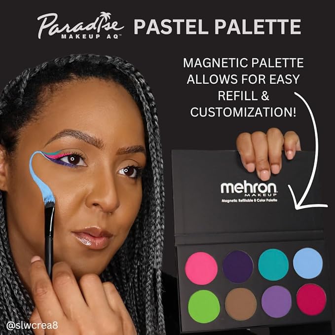 Mehron Makeup Paradise Makeup AQ 8 Color Pastel Palette | Magnetic Refillable Body Paint & Face Paint Palette | Professional Water Activated Makeup for Costumes, SFX, Halloween, & Cosplay-VivaGrace Women