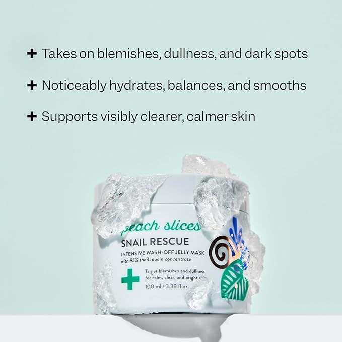 Peach Slices | Snail Rescue Intensive Treatment Wash-Off Face Mask | 95% Snail Mucin | For Dark Spots & Blemishes | Refreshing & Calming Mask | Clear, Radiant, & Hydrated Skin | Skin Care | 3.38 oz-VivaGrace Women