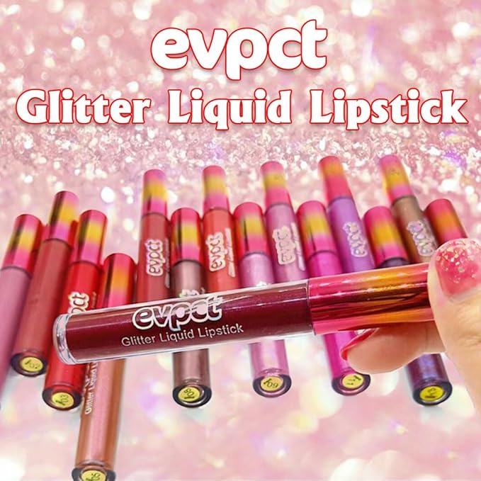 evpct 1Pcs Taupe Mauve Glitter Metallic Shimmer Diamond Lipstick Lip Gloss Stain Set for Women Long Lasting Waterproof, Mauve Purple Sparkle Glitter Matte long Wear Liquid Lipstick Lip Makeup Kit, 08#-VivaGrace Women