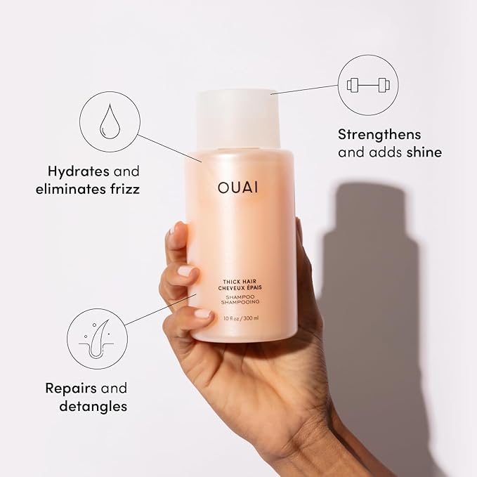 OUAI Thick Hair Shampoo & Conditioner Set, Travel Size - Moisturizing Shampoo & Conditioner - With Keratin, Marshmallow Root, Shea Butter & Avocado Oil - Sulfate, Paraben & Phthalate Free (3 Oz)-VivaGrace Women