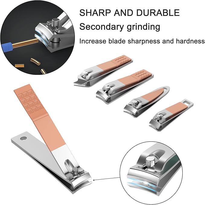 Manicure Set Personal Care, Nail Clipper Kit, Professional Nail Clipper Pedicure Set, Nail Tools with Luxurious Travel Case, Gifts for Men Women Family Friend, 31 Pieces (Pink)-VivaGrace Women