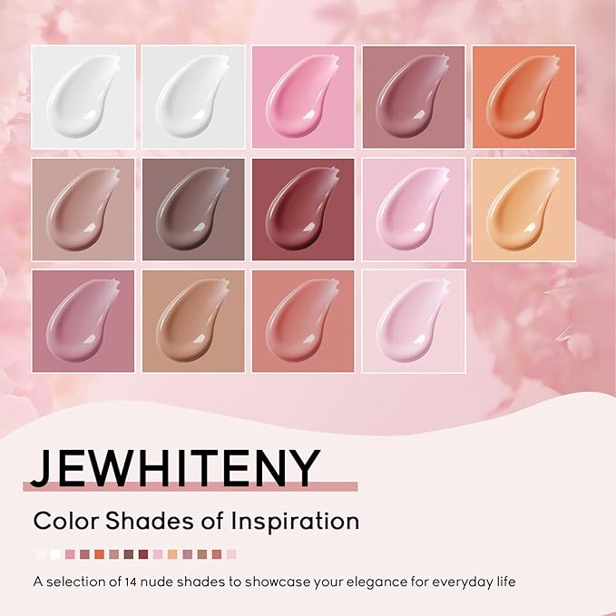 JEWHITENY 14 Colors Poly Extension Gel Nail Kit With U V Lamp Nude Pink White Brown All In One Poly Gel Starter Kit With Base Top Coat Manicure Salon Frence Nail Art DIY-VivaGrace Women