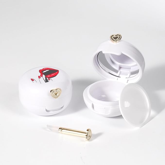 2 Pack Lip Balm Containers,Plastic Portable Empty Lip Balm Container with Mirror and Silicone Lip,Empty Lipstick Dispenser Box for Travel,Home-VivaGrace Women