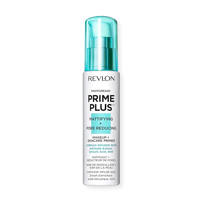 Revlon Face Primer, PhotoReady Prime Plus Face Makeup for All Skin Types, Blurs & Fills in Fine Lines, Infused with Salicylic Acid and AHA, Mattifying & Pore Reducing, 1 Oz-VivaGrace Women