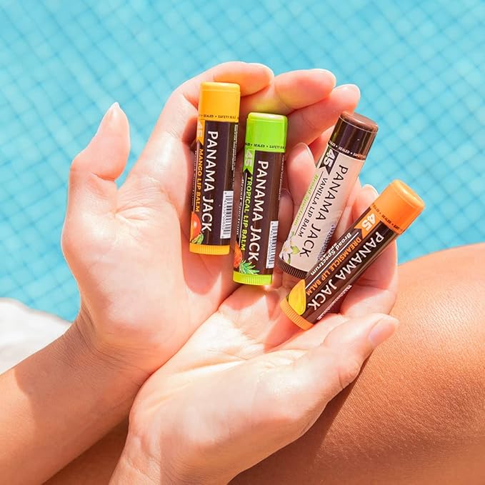 Panama Jack Sunscreen Lip Balm - SPF 45, Broad Spectrum UVA-UVB Sunscreen Protection, Prevents & Soothes Dry, Chapped Lips, Mango, 7-pack-VivaGrace Women
