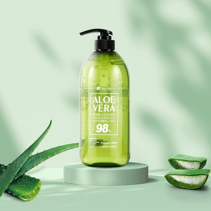 98% Aloe Vera Gel for Sunburn Relief - 33.8oz / 1000ml - Pure Aloe Vera Gel for Face, Skin and Hair - After Sun Care - Sun Burn Moisturizer Cream (33.8 Fl oz)-VivaGrace Women