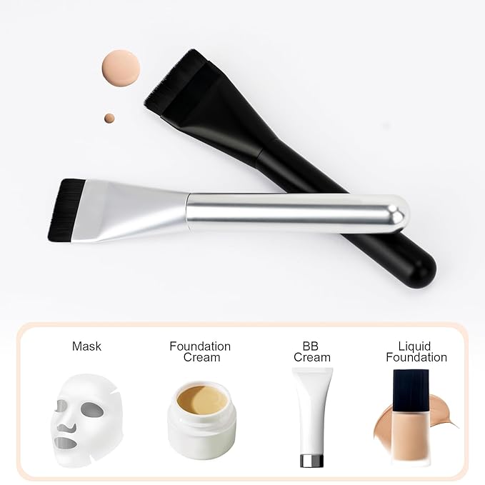 Flat Foundation Brush,Korean Makeup Brush Spatula Facial Brush for Liquid Foundation,Premium Face Makeup Brush for Blending Cream (Black)-VivaGrace Women