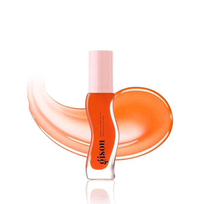 Gisou Honey Infused Hydrating Lip Oil, Nourishing Lip Moisturizer for Dry Lips, High Shine, Smooth Finish, Sheer Hot Coral Shade, Tropical Mango Passion Fruit Scent, Mango Passion Punch, 8ml-VivaGrace Women