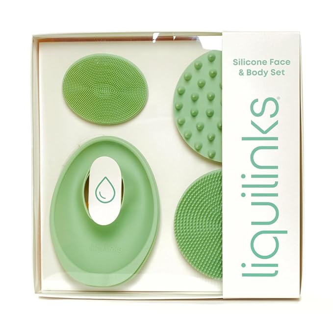 Skincare Essentials Kit - 4 Piece Bundle Pack - Face and Body Silicone Spa Accessory - Essential Beauty Set for Teen Girls Sage Green-VivaGrace Women