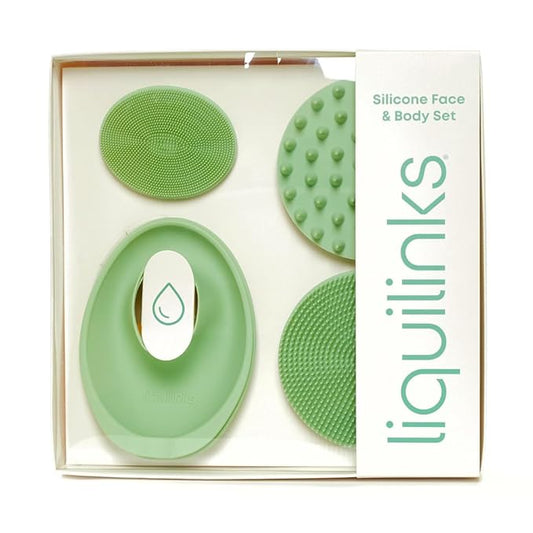 Skincare Essentials Kit - 4 Piece Bundle Pack - Face and Body Silicone Spa Accessory - Essential Beauty Set for Teen Girls Sage Green-VivaGrace Women