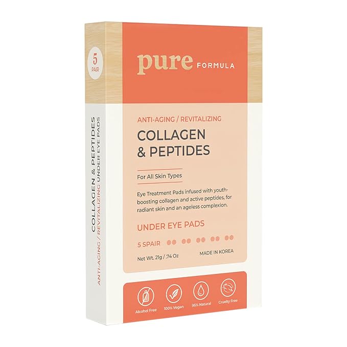 Collagen and Peptides Under Eye Patches - Reduces Puffiness & Dark Circles, Firming & Anti-aging Under Eye Pads - Cruelty Free Korean Skin Care For All Skin Types - 5 Pairs-VivaGrace Women