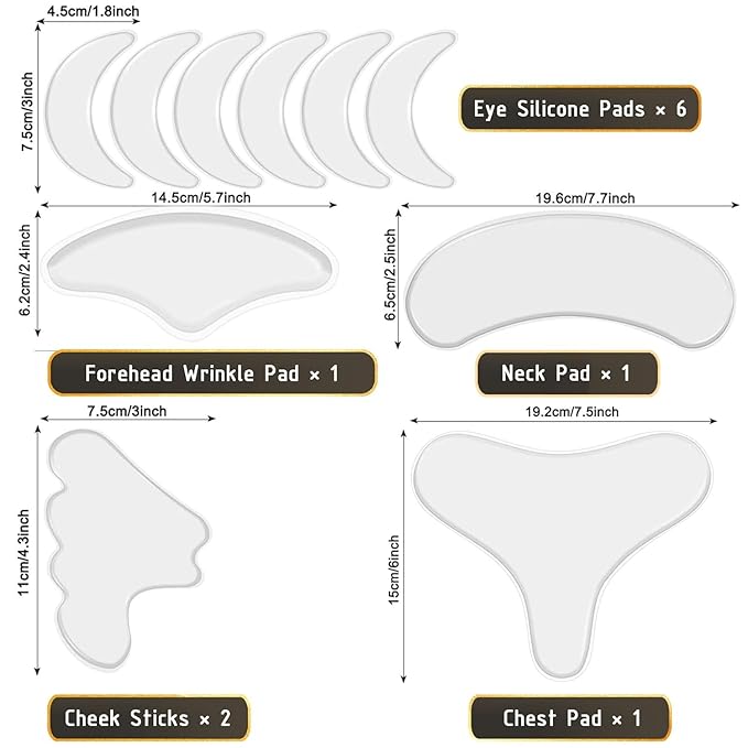 Neck Wrinkle Patches – Reusable Silicone Patches for Chest, Forehead, Under Eye, Neck, Nasolabial Folds – Anti Wrinkle Pads for Firming, Smoothing Fine Lines, Anti-Aging Skincare, 11 Pcs-VivaGrace Women