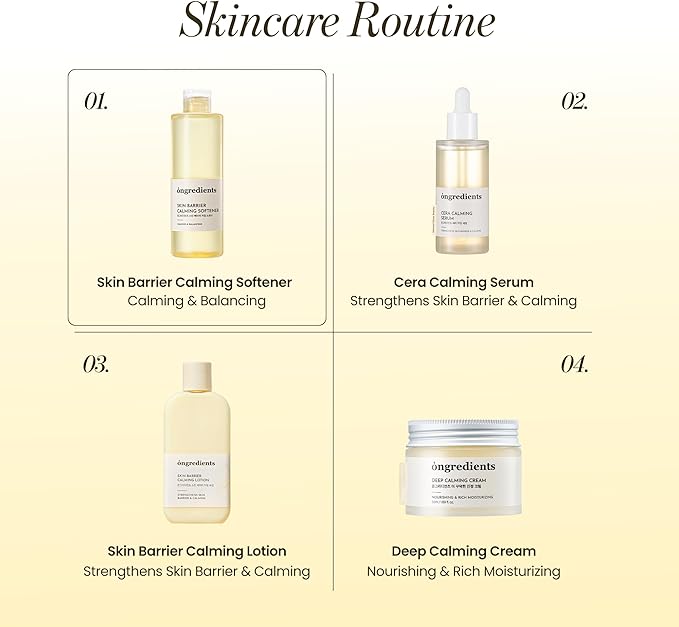 ONGREDIENTS Skin Barrier Calming Softener | Daily Soothing Toner for Dry, Sensitive Skin | Panthenol, Hyaluronic Acid, Ceramide, Hydrating, pH Balancing | Vegan, Korean Skin Care 250ml / 8.45 fl Oz-VivaGrace Women