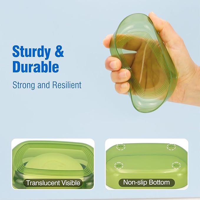 Soap Holder - Portable Travel Soap Case with Draining Layer - Perfect for Bathroom, Gym, Camping, Traveling (Green)-VivaGrace Women