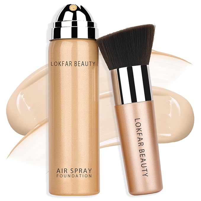AirBrush Foundation Spray, Silky Mist Foundation Spray Makeup Set with Brush, Full Coverage Foundation for Smooth Radiant Finish, Formula Breathable Lightweight Hydrating | #A06 Pearl-VivaGrace Women