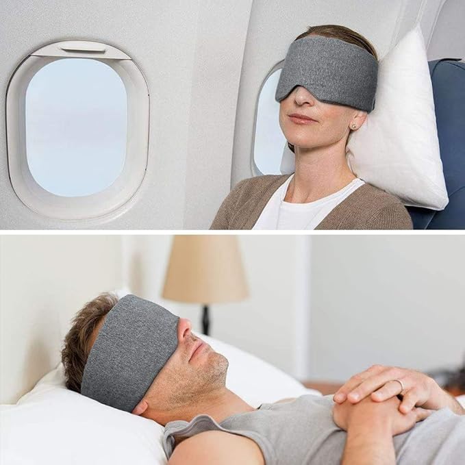 FRESHME Cotton Eye Mask for Sleeping in Gift Box - Soft and Adjustable Extensions Sleep Mask with Earplugs and Pouch for Women and Men, Blackout Cover for Night Travel Relaxation-VivaGrace Women