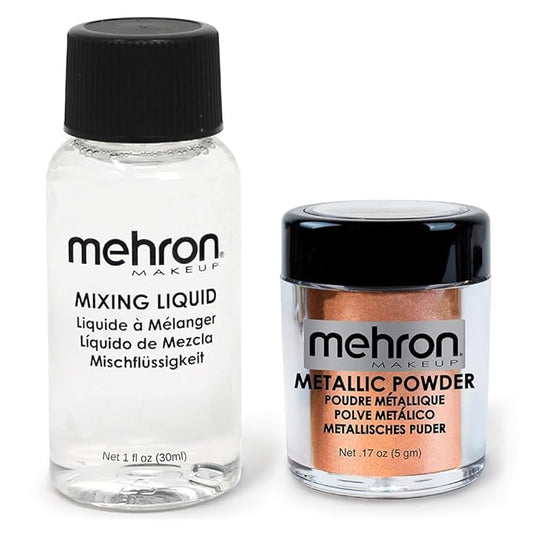 Mehron Makeup Metallic Powder (.17 oz) with Mixing Liquid (1 oz) (COPPER)-VivaGrace Women