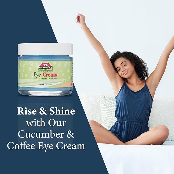 South Beach Herbals Cucumber & Coffee Anti Aging Eye Cream - Brightening and Tightening Anti Wrinkle Under Eye Treatment for Women and Men - Eye Cream for Dark Circles and Puffiness (2 oz.)-VivaGrace Women
