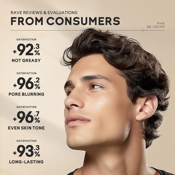 AKARY Hydrating Men BB Cream SPF 15 PA++, Full-Coverage Foundation&Concealer, Mens Face Moisturizer Cream Evens Skin Tone, Oil Control and Cover Flaws, Natural Finish for All Skin Types, Light 160-VivaGrace Women