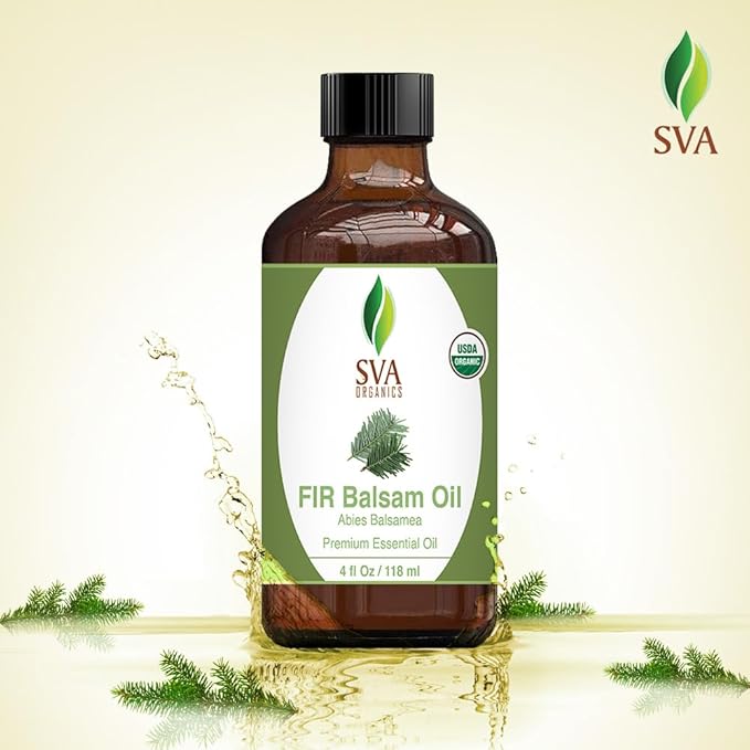 SVA Fir Balsam Essential Oil Organic – 4 Fl Oz – 100% Natural Organic Fir Oil - for Diffuser, Hair Care, Face, Skin Care, Aromatherapy, Scalp and Body Massage, Soap and Candle Making – with Dropper-VivaGrace Women