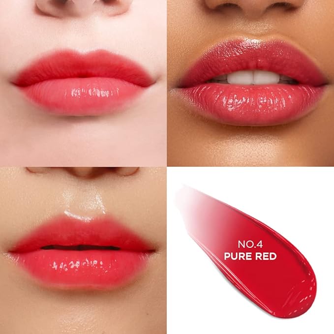 DEWYCEL TINTOURING BALM | #4 PURE RED | Non-Sticky Moisturizing & Hydrating Tinted Lip Balm for Chapped Lips | Natural Color Lip Glow Balm-VivaGrace Women