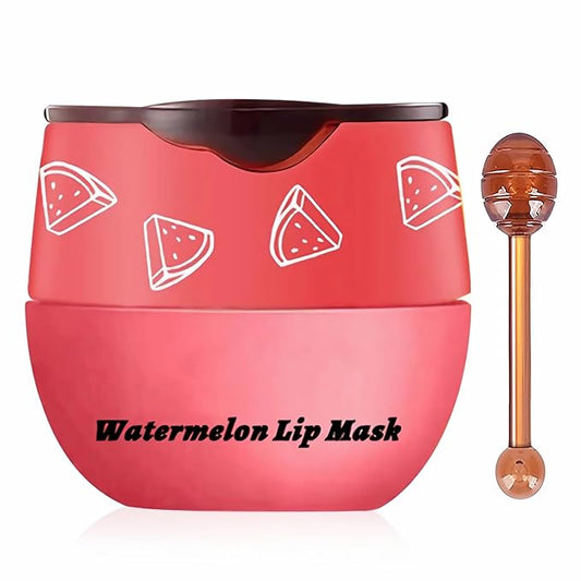 Watermelon Sleeping Lip Mask, Bee Lip Balm Lip Mask Honey Pot, Lip Mask Overnight Propolis Moisturizing Lip Balm with Stick, Hydrating Repair Prevention Dry & Cracked Lip Scrubs Exfoliato-VivaGrace Women