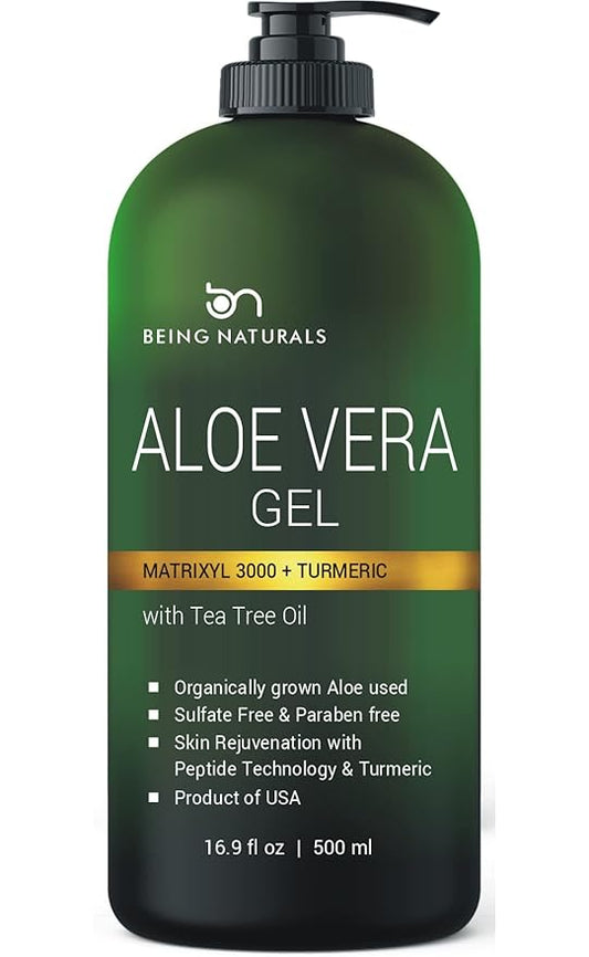 Aloe vera Gel - from 100% Pure Organic Aloe Infused with Matrixyl 3000 (Peptides), Turmeric - Natural Raw Moisturizer for Face, Body, Hair. Perfect for Sunburn, Acne, Razor Bumps 16.9 fl oz-VivaGrace Women