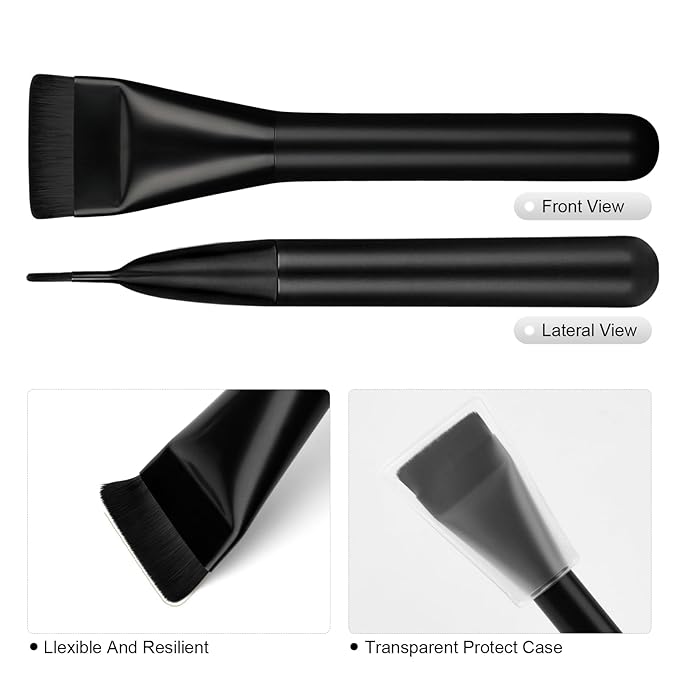 Flat Foundation Brush,Korean Makeup Brush Spatula Facial Brush for Liquid Foundation,Premium Face Makeup Brush for Blending Cream (Black)-VivaGrace Women