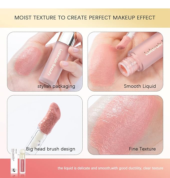 Soft Velvet Liquid Blush,Natural Cream Blush Stick for Cheeks, Dewy Cheek Tint, Long-Lasting Waterproof and Sweat proof Blush Makeup. (04 - LOVE)-VivaGrace Women