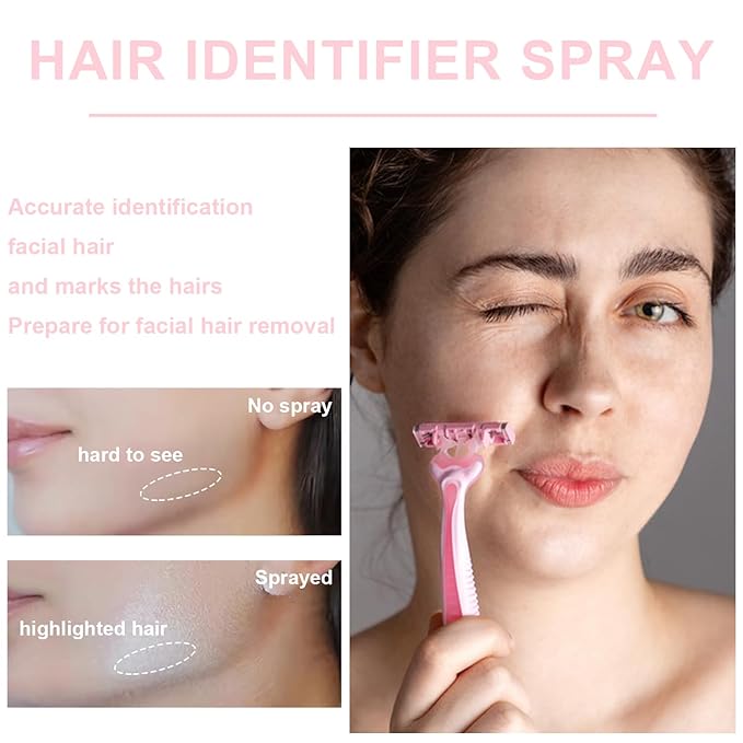 Hair Identifier Spray for Face Shaving,Moisturizing and Skin Care Dermaplaner Spray, Glow Reveal Face Spray for Face Dermaplaning, Peach Fuzz Remover for Women Face (1pc)-VivaGrace Women
