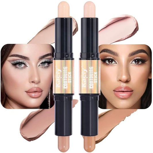 evpct 2in1 Face Shaping & Contouring Stick Cream Contour Concealer Bronzer Stick Makeup Kit for Face Highlighter Makeup Stick contorno maquillaje de maquillaje, ORIGINAL Light + ORIGINAL Medium-VivaGrace Women