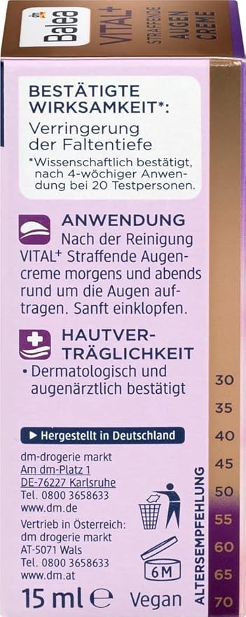 Balea Eye cream VITAL + Firming Eye Cream, 15 ml (Age: +50)-VivaGrace Women
