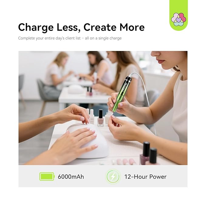 SAVILAND Advanced 50000RPM Professional Nail Drill : Portable Electric Nail File Nail Supplies Electric Nail Drill 6000MAh Drill para Uñas Nail Filer Electric with Drill Bits for Acrylic Nail Kit-VivaGrace Women