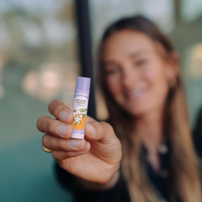 Badger - Classic Lip Balm, Lavender & Orange, Made with Organic Olive Oil, Beeswax & Rosemary, Certified Organic, Moisturizing Lip Balm, 0.15 oz (4 Pack)-VivaGrace Women