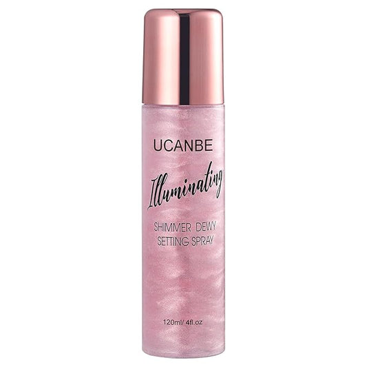 UCANBE Shimmer Dewy Setting Spray – Glowing + Makeup Setting Spray 2 in 1 Lightweight Formula for a Radiant Glow,Long-Lasting Face Mist for Face Body, 4 Fl Oz #Bubblegum-VivaGrace Women