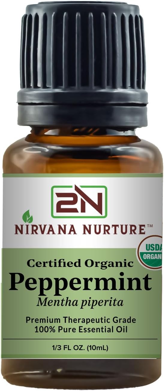 Peppermint Essential Oil USDA Certified Organic 100% Pure Premium Therapeutic Grade, Undiluted - Aromatherapy Diffuser for Calm and Relaxation, Skin Care, Hair Care-VivaGrace Women