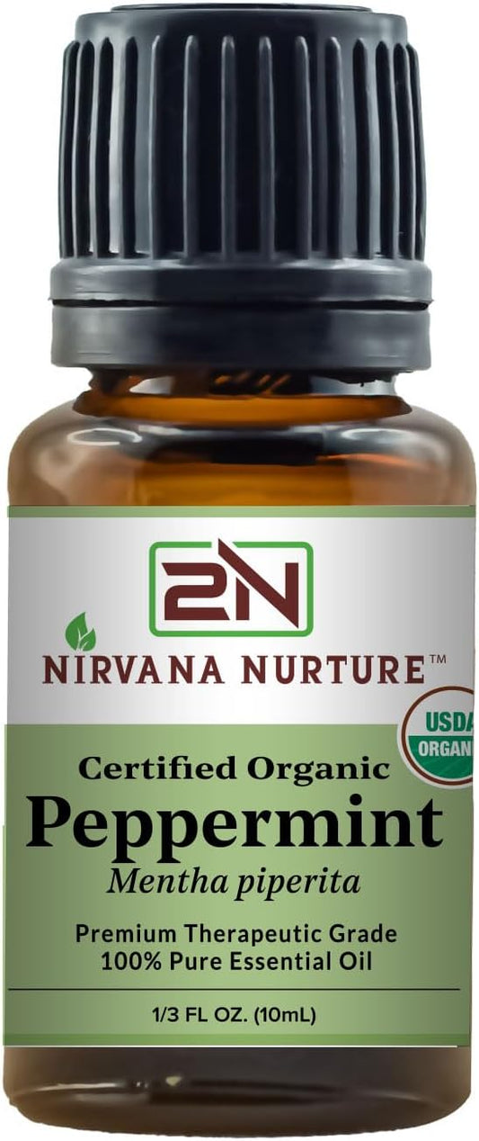 Peppermint Essential Oil USDA Certified Organic 100% Pure Premium Therapeutic Grade, Undiluted - Aromatherapy Diffuser for Calm and Relaxation, Skin Care, Hair Care-VivaGrace Women