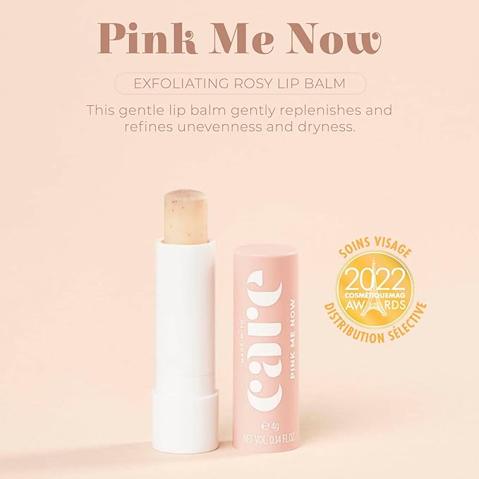 PINK ME NOW, Exfoliating Rosy Lip Balm, Daily Natural Lip Balm with 3-in-1 Action, (4g)-VivaGrace Women