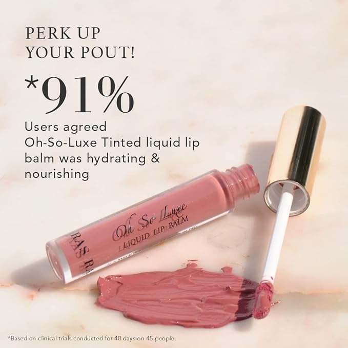 Oh-So-Luxe Liquid Tinted Lip Balm, Hydrating & Nourishing Tinted Lip Oil for dry dark lips, results in Soft & Glowing Lips, Moisturizing, Non-Sticky Nude Pink Shade - 0.10 Fl Oz - RAS LUXURY OILS-VivaGrace Women