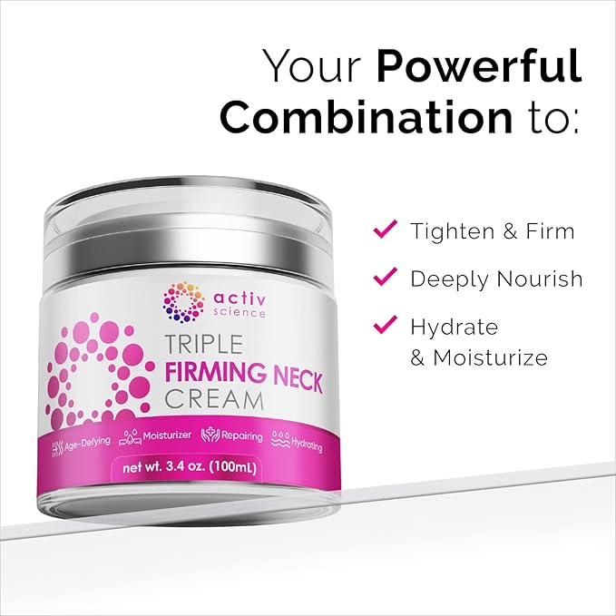ACTIVSCIENCE Neck Firming Cream - Natural Anti-Aging Facial Moisturizer with Retinol Collagen & Hyaluronic Acid - Day & Night Anti-Wrinkle Cream - Firming, Hydrating Face Cream - 3.4Oz-VivaGrace Women
