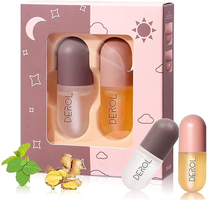 Lip Plumper Set, Day and Night Lip Plumper Gloss/Plumping Lip Balm/Lip Cosmetics Lip Mask for All Day-VivaGrace Women