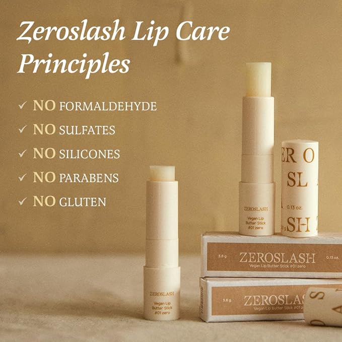Zeroslash Vegan Lip Butter Stick with Shea Butter & Squalane 0.13oz – Hydrating Lip Balm for Dry, Chapped Lips | Plant-Based Lip Care with 6 Natural Oils | Overnight Lip Mask | Pack of 3-VivaGrace Women