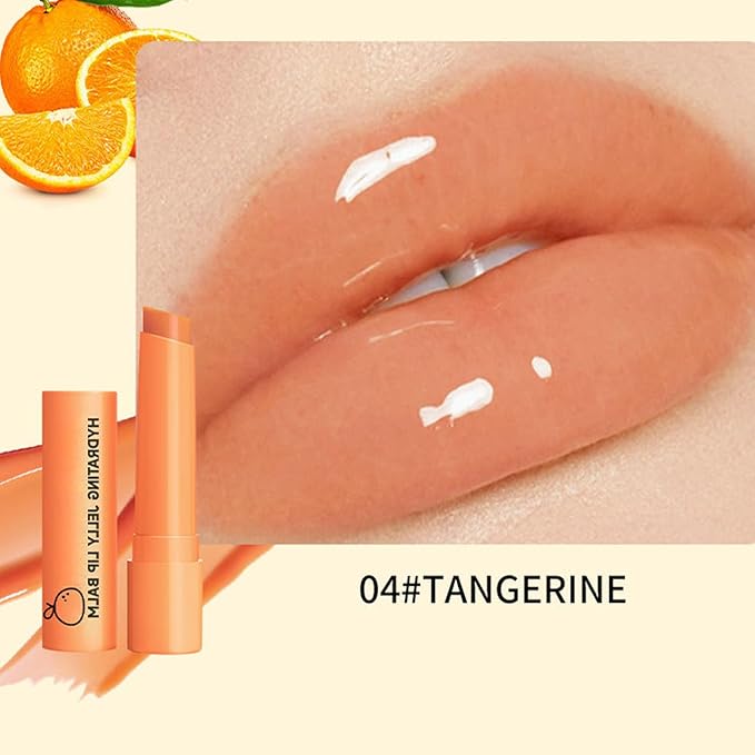 Hydrating Jelly Lipstick,Instantly Hydrating Lip Tint Tinted Moisturizing Lip Balm For Dry Lip,Conditioning & Nourishing Lip Care Moisturizer Fruit Lip Oil Non-sticky Lip Gloss(Tangerine)-VivaGrace Women