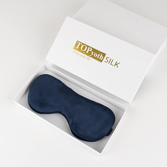 Silk Sleep Mask - 22 Momme Pure Natural 100% Mulberry,Silk Eye Mask for Night Sleeping,Travel, (Purplish Blue)-VivaGrace Women