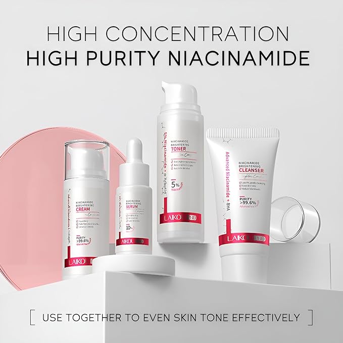 Niacinamide Skincare Set: 4pcs Beauty Kit with Cleanser, Toner, Serum, & Facial Cream - Hydrates & Evens Skin Tone - TSA-Friendly Travel Sizes, Perfect Gift for Women, Moms, & Teens-VivaGrace Women