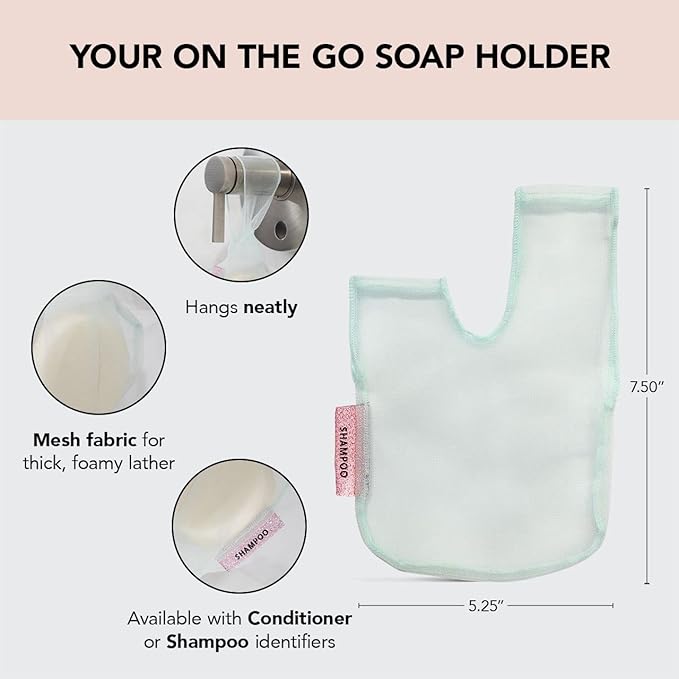 Kitsch Bar Soap Saver Bag - Soap Dish and Soap Holder for Shampoo Bar, Conditioner & Body Wash – Recycled Mesh Beauty Bar Soap Pouch, Eco-Friendly, Patented Bag - Mint-VivaGrace Women