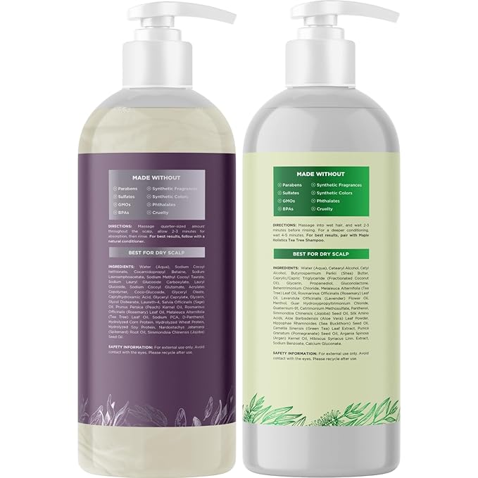 Sulfate Free Shampoo and Conditioner Set - Tea Tree Sage and Rosemary Shampoo and Conditioner for Dry Flaky Scalp Care - Deep Cleansing Color Safe Shampoo and Conditioner for Damaged Dry Hair Care-VivaGrace Women