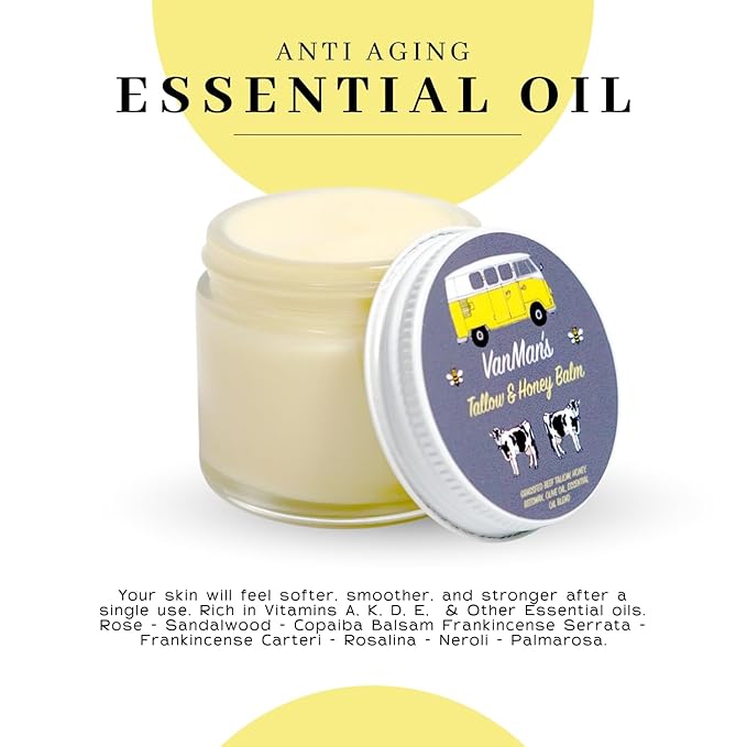 Vanman's Tallow and Honey Balm (3 Pack) - Tallow Face Moisturizer with Pure Grass-Fed/Finished Beef Tallow for Skin and Essential Oils, Organic Raw Honey and Beeswax, Cold Pressed Olive Oil - 2.5 oz-VivaGrace Women